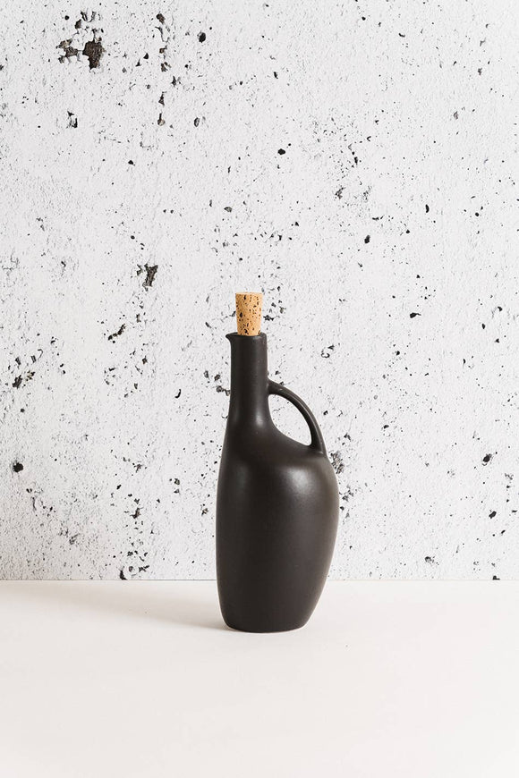 Stoneware Oil Bottle Canard 34 oz - Black