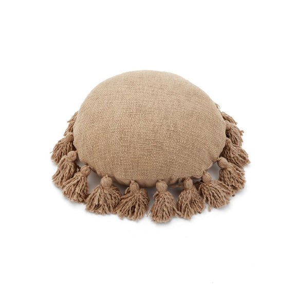 Woven Tassel Roundie - Tan