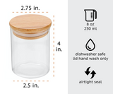 Bamboo Glass Spice Jars - 250 ml
