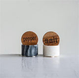 Marble Salt & Pepper Pinch Pots w/ Wood Lid