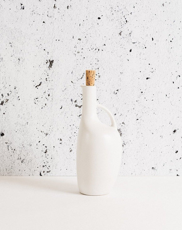 Stoneware Oil Bottle Canard 34 oz - White